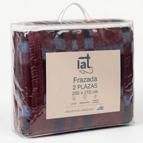Manta Frazada Jackard Abrigada 2 Plazas Texturizada de Invierno 200 x 210 cm - Vino Escocés Manta Frazada Jackard Abrigada 2 Plazas Texturizada de Invierno 200 x 210 cm - Vino Escocés