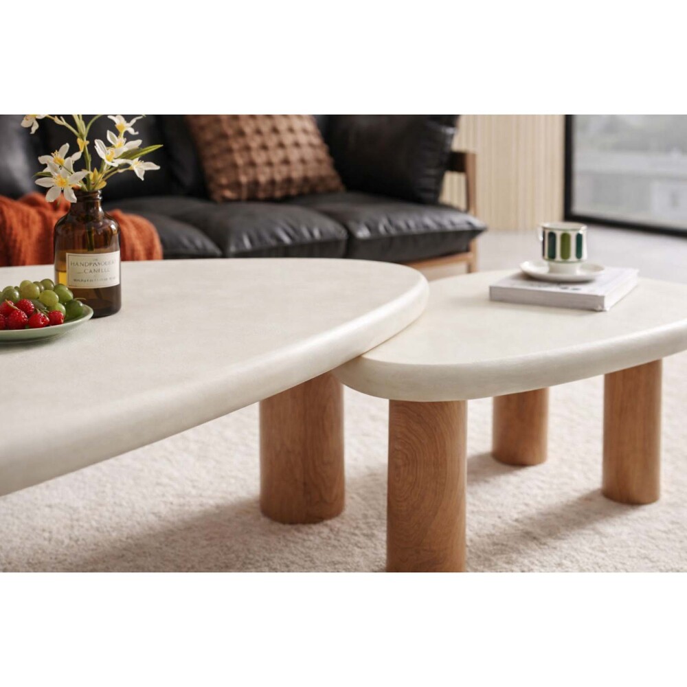 SET DE MESAS CENTRALES MDF-Y-MICROCEMENTO EMMA