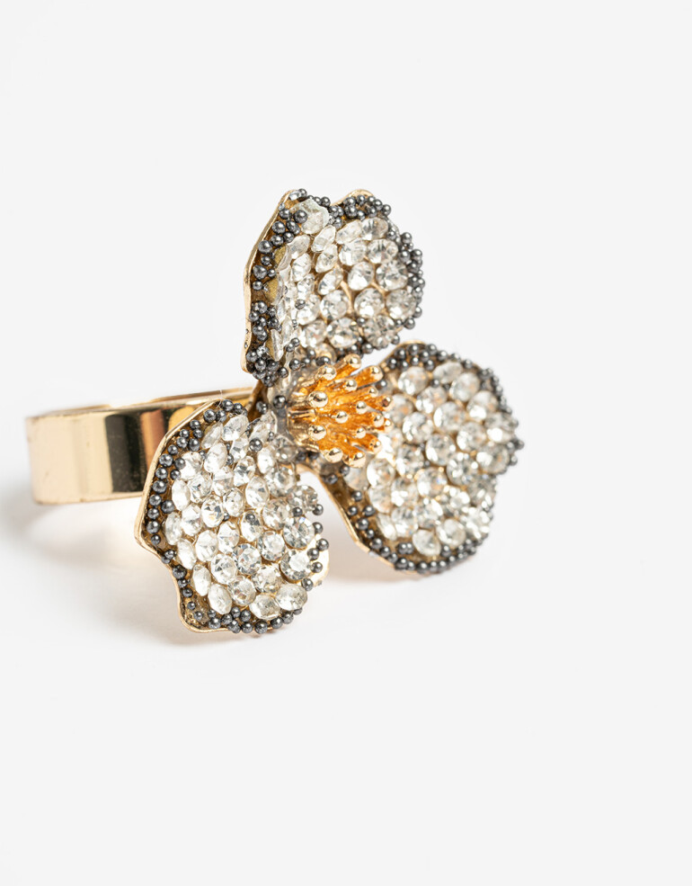 Anillos Medianos y Grandes Strass Anillo Flor Strass - Cristal
