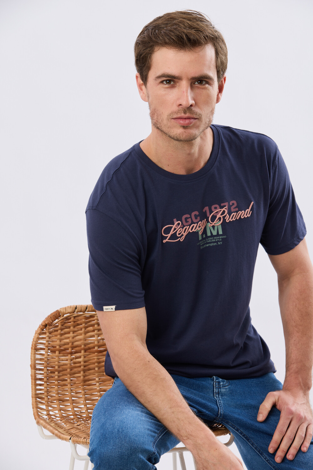 REMERA ESTAMPADA DE ALGODÓN Azul