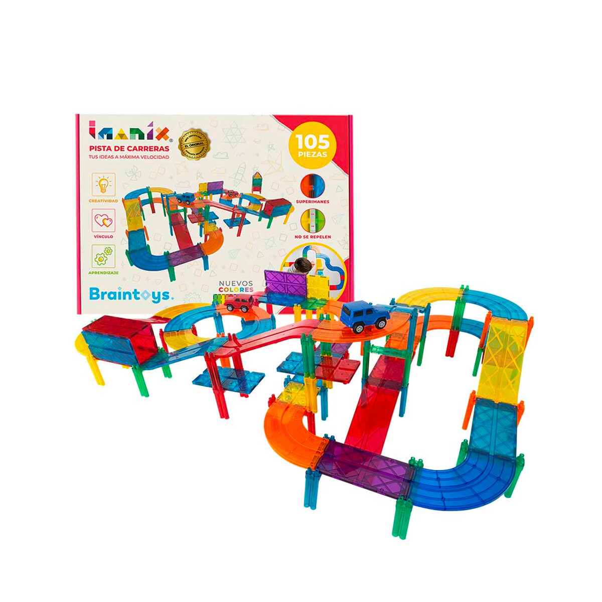 Juego Magnético Imanix Pista Infantil Braintoys 105 piezas - Multicolor 