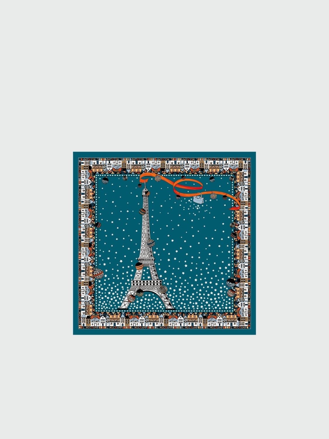 Longchamp -PAÑUELO DE SEDA 50 TORRE EIFFEL NOEL Jade
