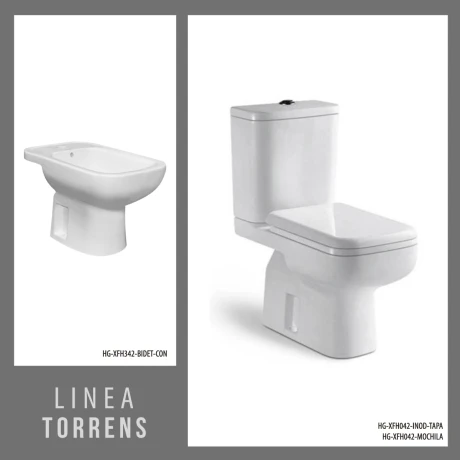 Water Inodoro Con Mochila, Tapa Y Bidet Torrens Aqualia BLANCO