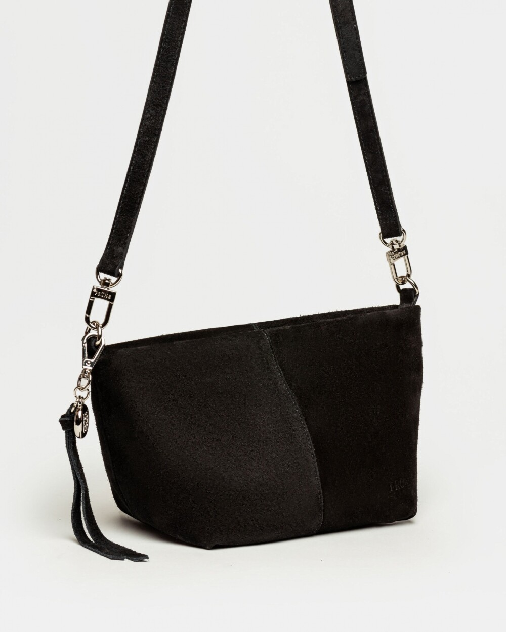 Bandolera The Flapper en cuero gamuza Negro