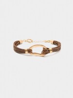 Pulsera Multicordón Con Aro marron