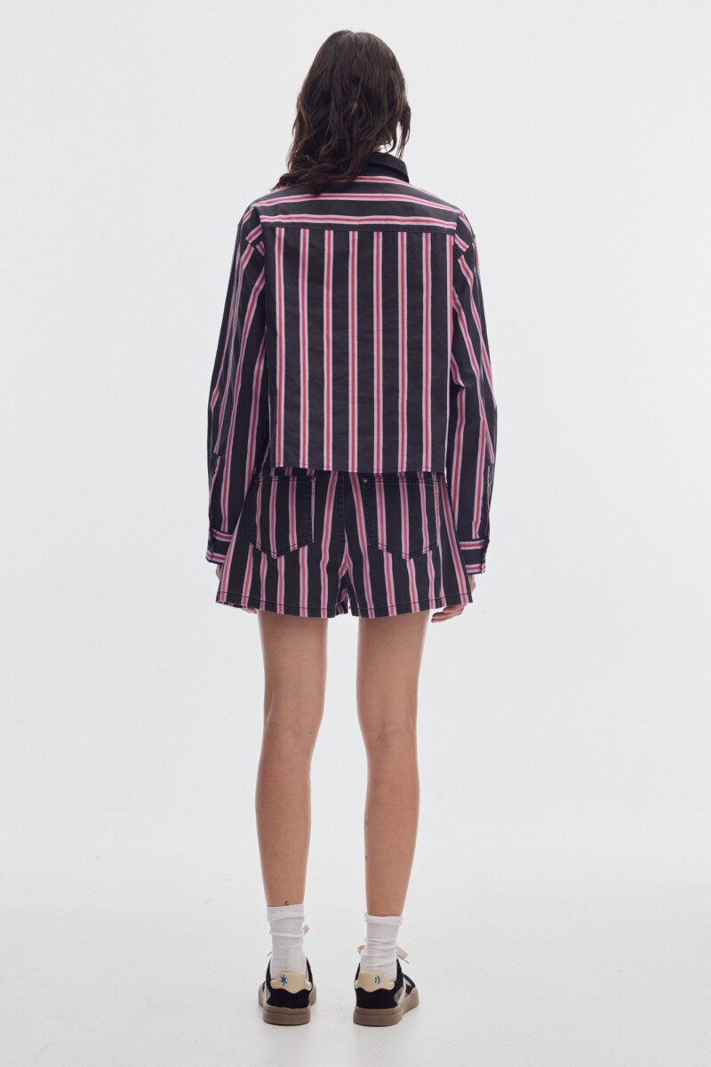 Camisa Road Print Stripes Black