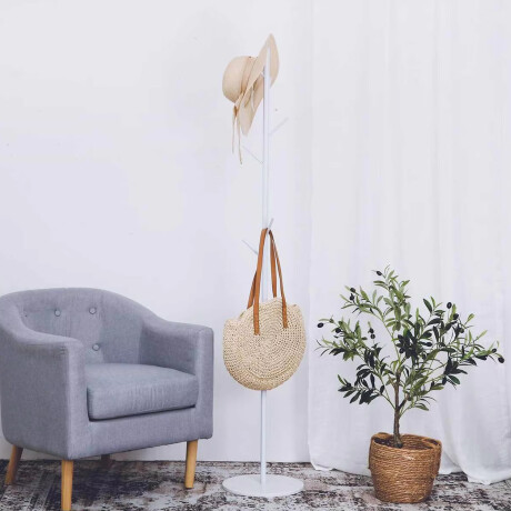 Perchero de Pie 8 Ganchos con Base de Mármol 170x32cm Blanco