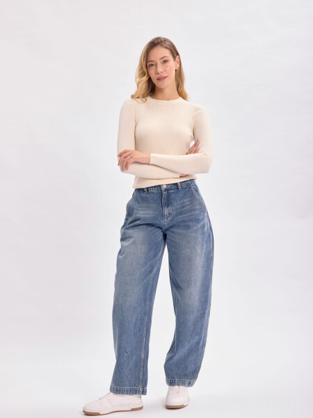 Pantalón jean carrot Azul Medio
