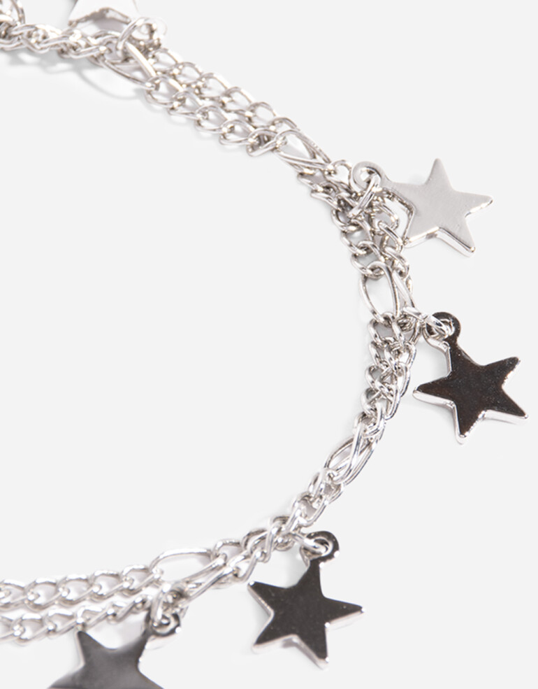Pulseras Flexibles Metal Pulsera Con Estrellitas - Plateado Rodio