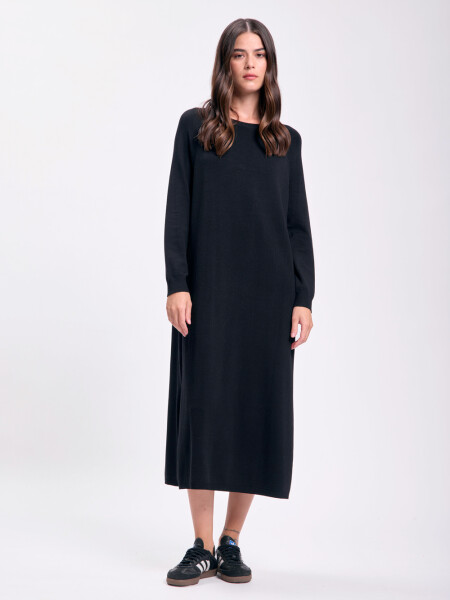 Vestido largo punto Negro