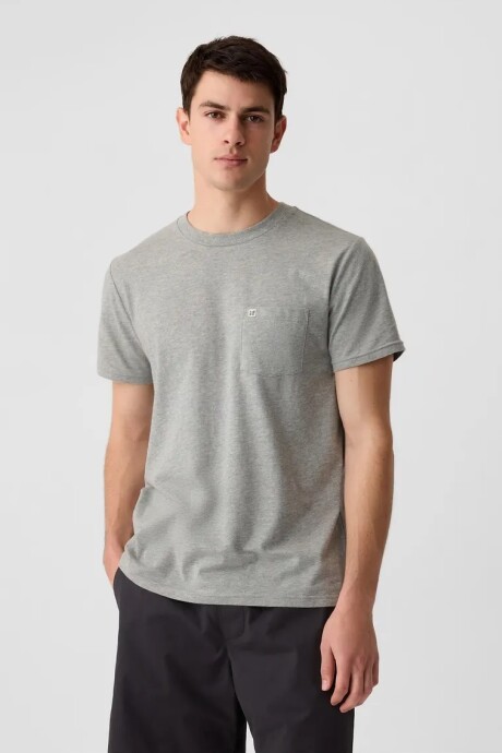 Remera Con Bolsillo Logo Gap Hombre B10 Grey Heather