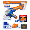AMOLADORA A BATERIA WADFOW BRUSHLESS 20V 115MM + 2 BAT 4.0AH + CARGADOR AMOLADORA A BATERIA WADFOW BRUSHLESS 20V 115MM + 2 BAT 4.0AH + CARGADOR