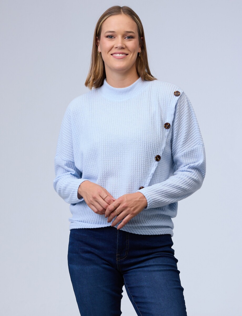 Buzo Cruzado Botones - Celeste 