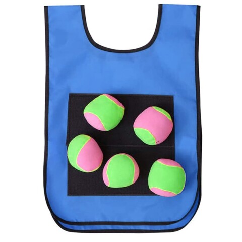 Chaleco Juego Mancha 5 Pelotas Adhesivas Dodgeball Infantil Variante Color Azul