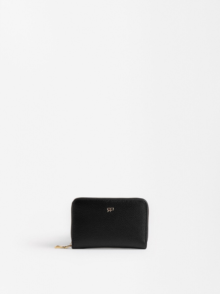 Cartera Básica Con Textura - negro 