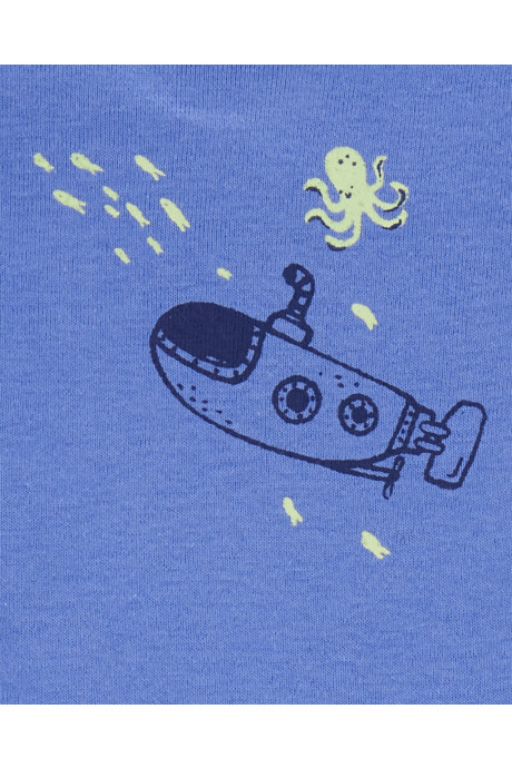 Set tres piezas de algodón, short, monito corto y body diseño submarinos Sin color