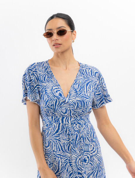 Vestido midi estampado azul