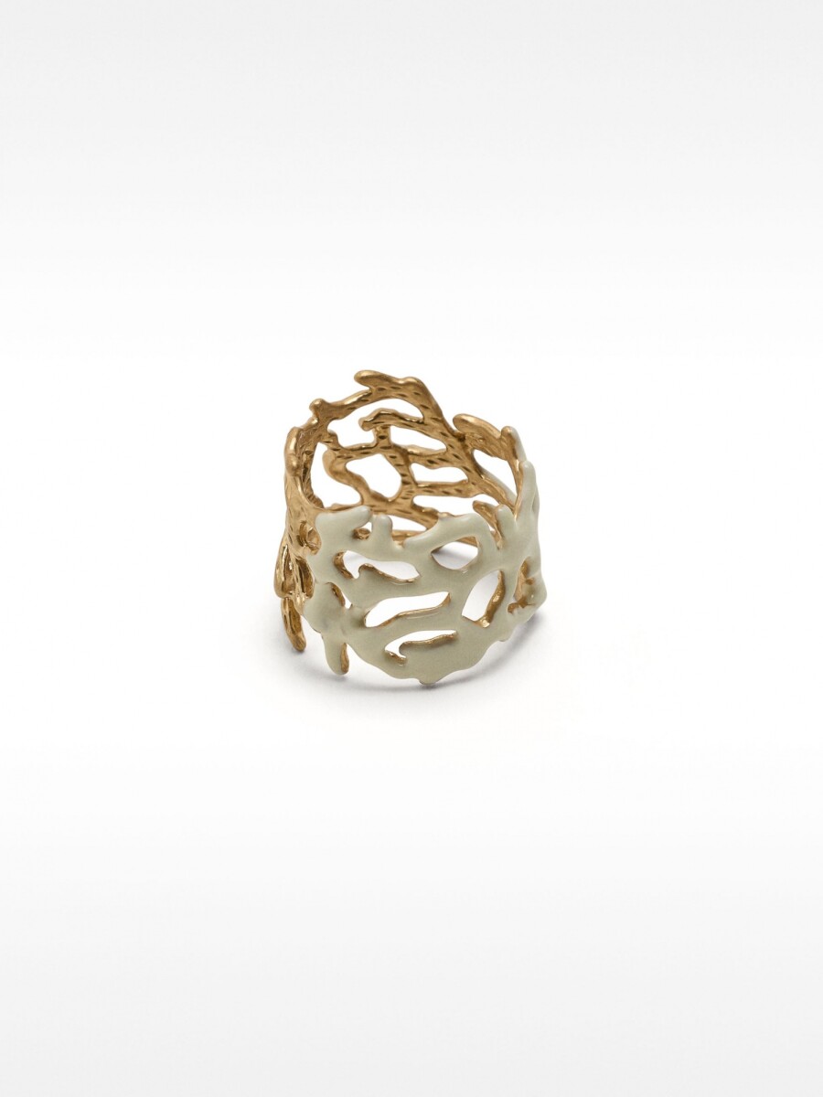 Anillo De Ramas Esmaltado blanco