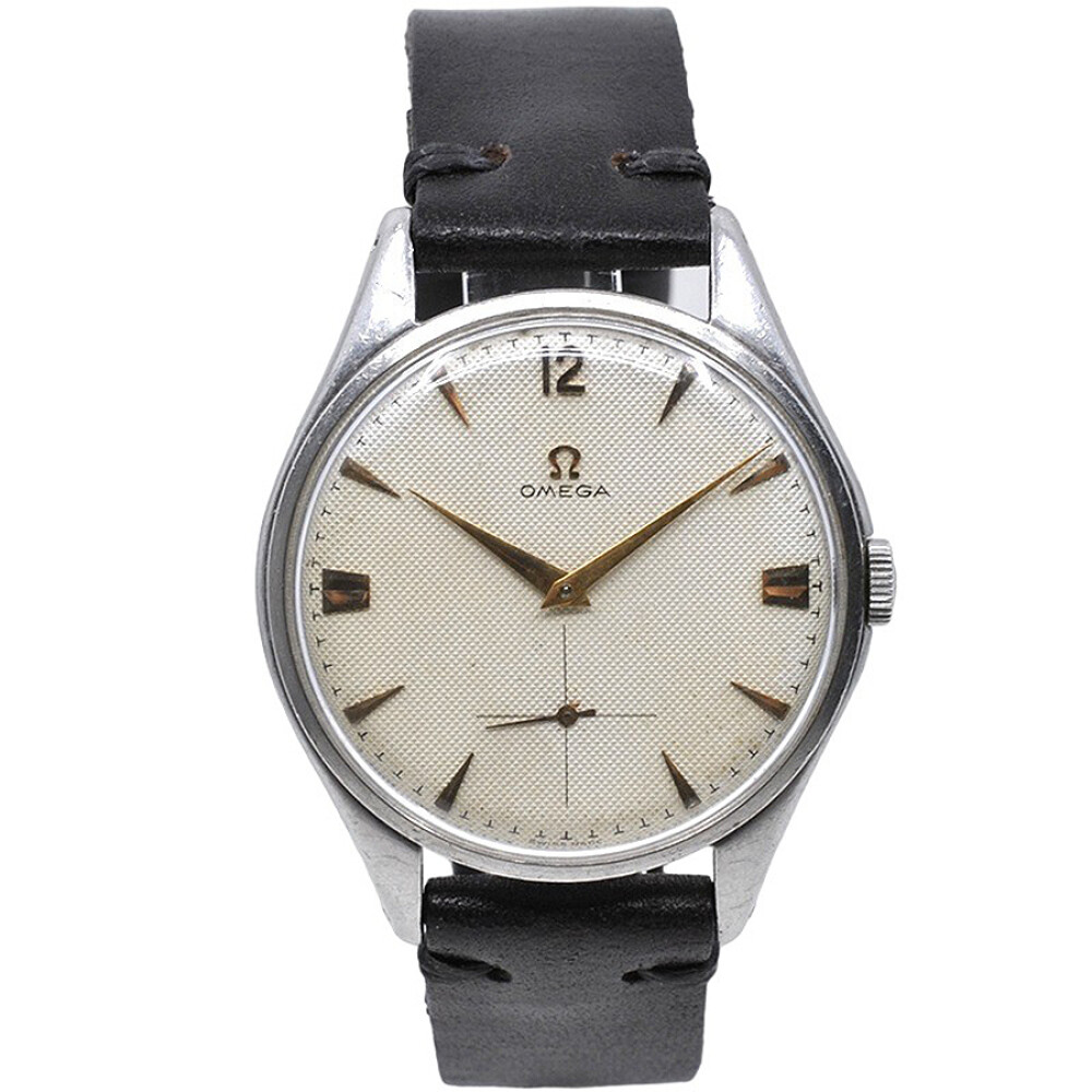 Omega Jumbo 2505-29 Caja Grande 38 Mm Año 1954 Acero Inoxidable Y Malla De Cuero Omega Jumbo 2505-29 Caja Grande 38 Mm Año 1954 Acero Inoxidable Y Malla De Cuero