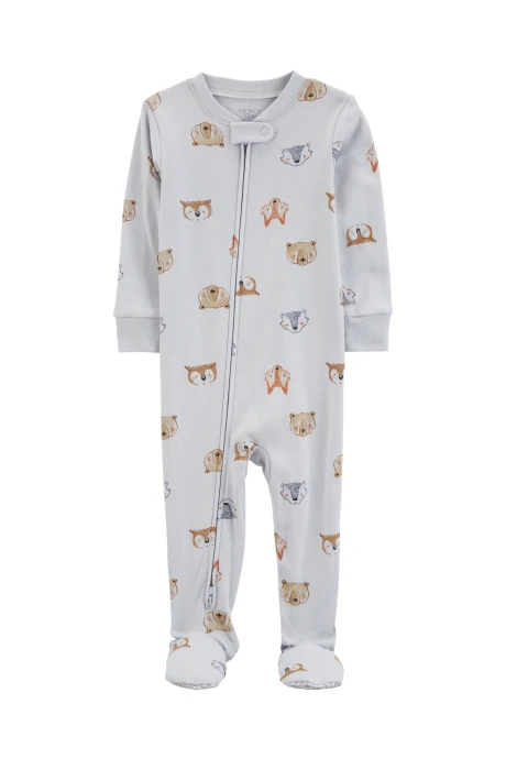 Pijama uno pieza de algodón, con pie, diseño animales Pijama uno pieza de algodón, con pie, diseño animales