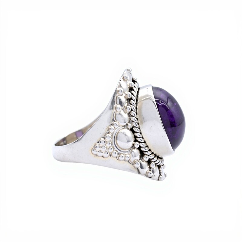 Anillo Oval-Plata 925-Piedra amatista imperial-AN3294 conpiedra