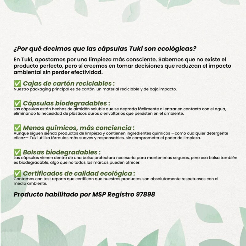 Jabón Lavarropa Suavizante 30 Capsulas 2 en 1 Tuki Lavado Ecológico Jabón Lavarropa Suavizante 30 Capsulas 2 en 1 Tuki Lavado Ecológico