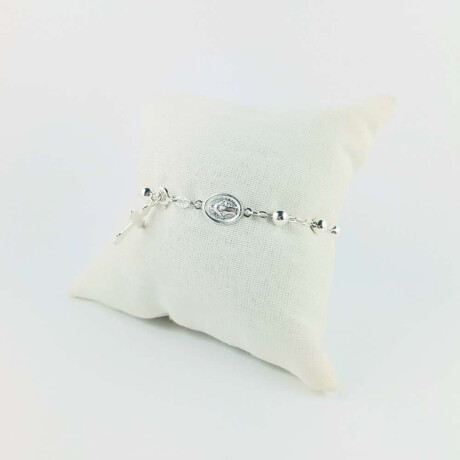Pulsera de la Virgen Milagrosa con cruz y perlas Plata 925