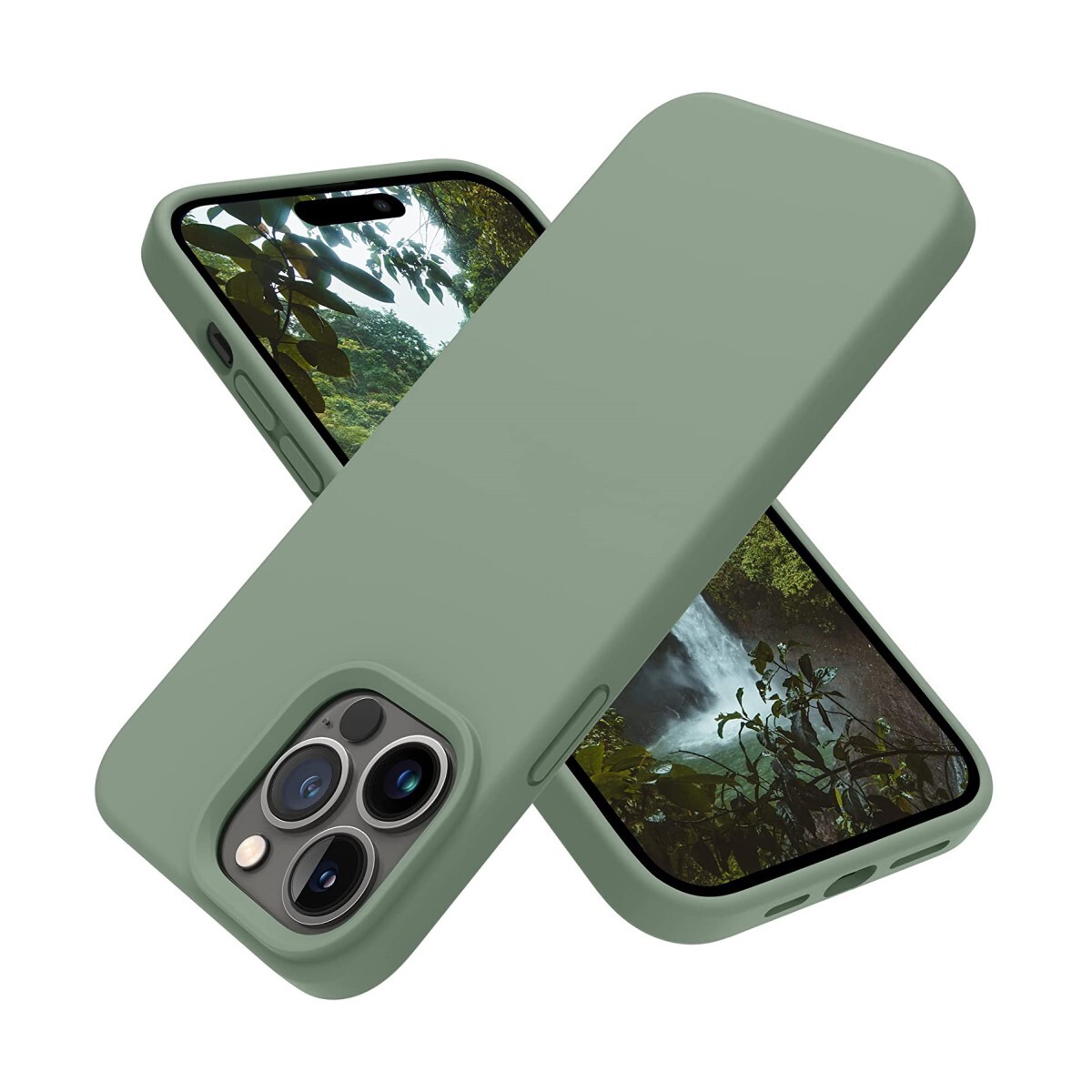 Protector case de silicona para iphone 14 plus Verde militar