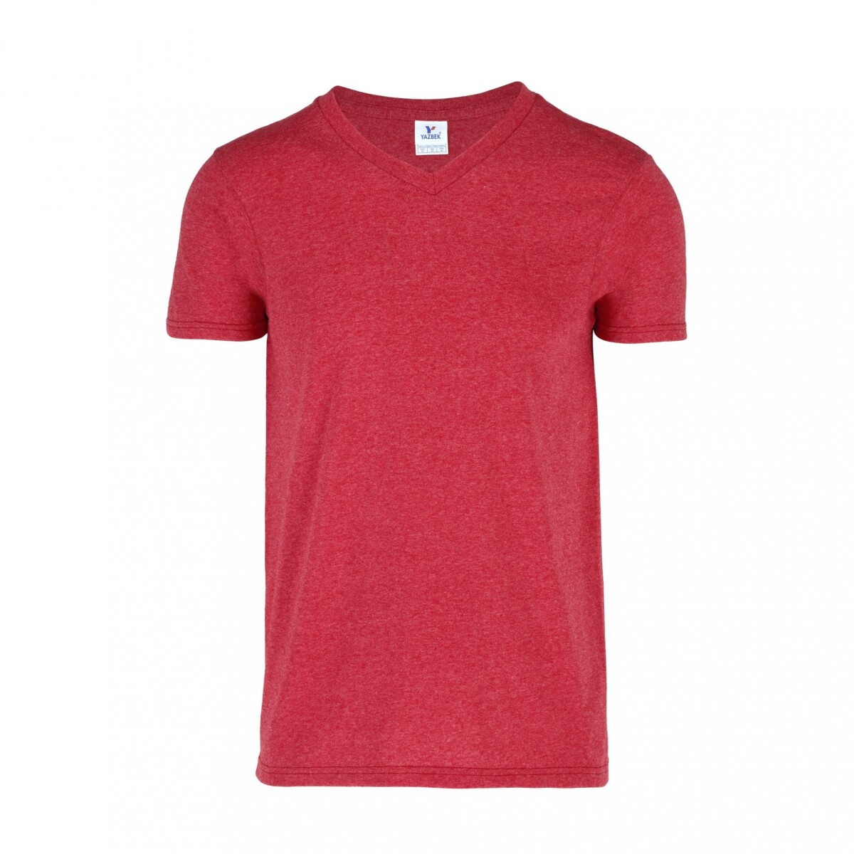 Camiseta jaspe escote en v - Rojo 