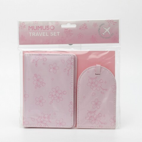 JUEGO DE PORTA PASAPORTES Y ETIQUETAS DE EQUIPAJE (FLORES DE CEREZO) JUEGO DE PORTA PASAPORTES Y ETIQUETAS DE EQUIPAJE (FLORES DE CEREZO)