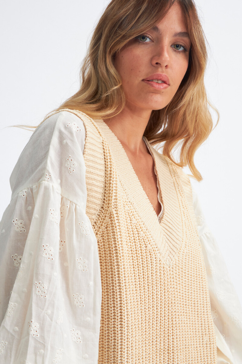 Chaleco de punto largo Beige