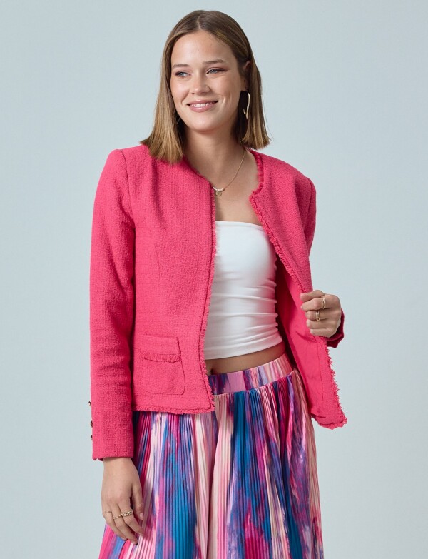 Chaqueta Tweed Crop FUCSIA