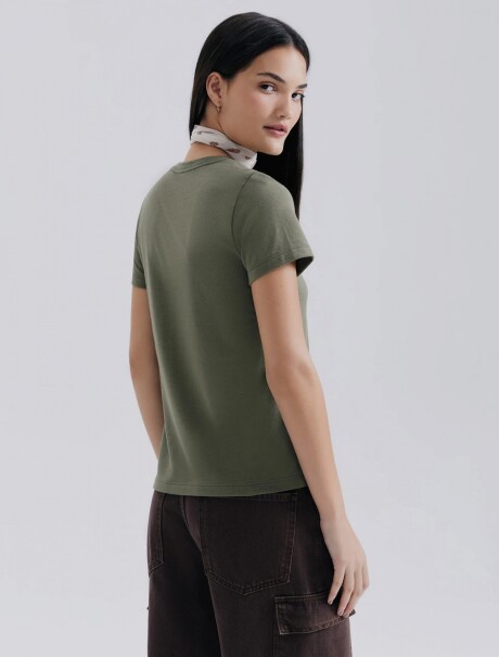CAMISETA BÁSICA MANGA CORTA VERDE OSCURO