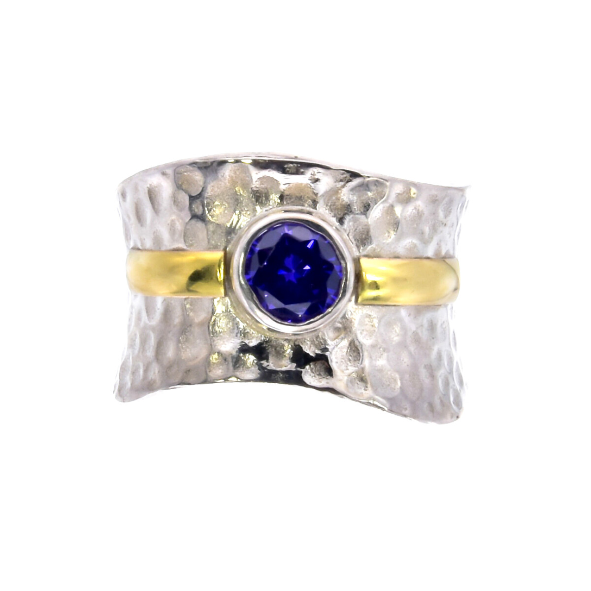 Anillo de plata 925, double en oro 18 ktes y circonia. 
