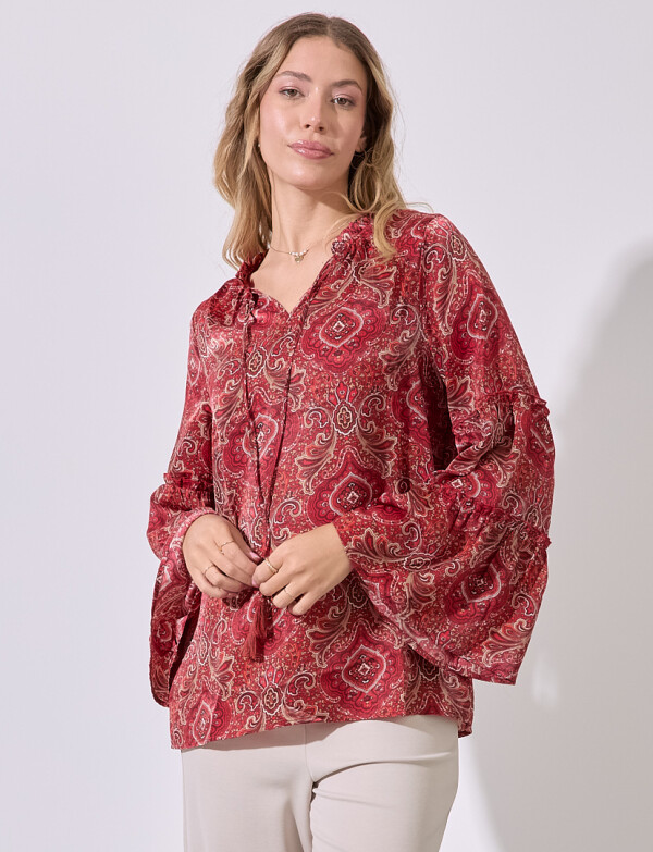 Blusa Arabescos ROJO/MULTI