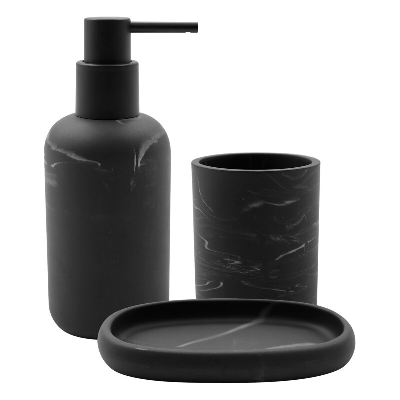 Set de Accesorios para Baño 3 Piezas con Diseño Mármol Negro Set de Accesorios para Baño 3 Piezas con Diseño Mármol Negro