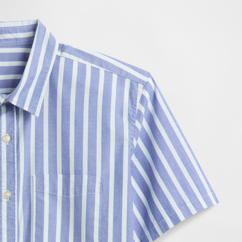 V-SS STANDARD POPLIN BLUE WHITE STRIPE