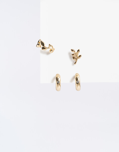 Aros Sets Metal Set De Aros Combinados Bañado En Oro - Dorado