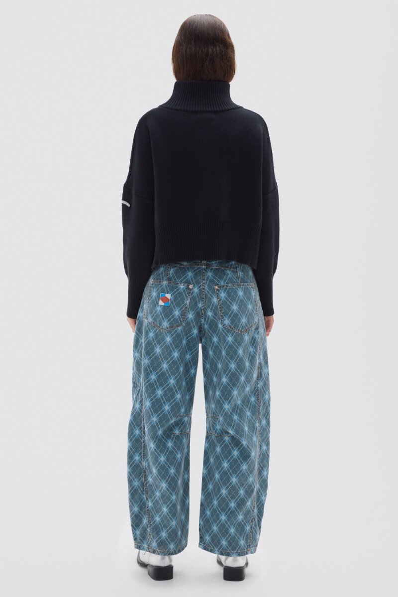 Jean Barrel Print Blue