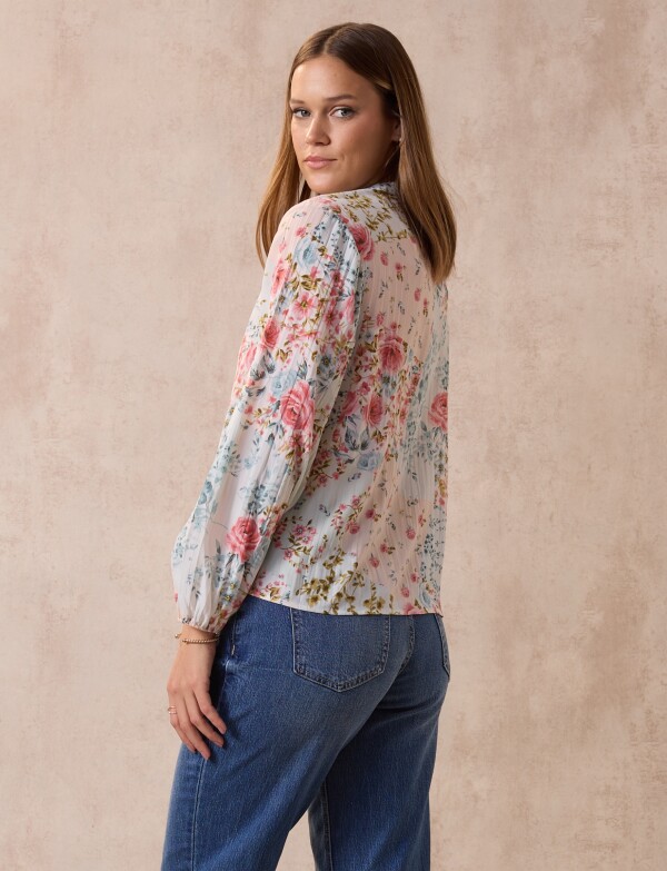 Blusa Gasa Plisada ROSA/MULTI