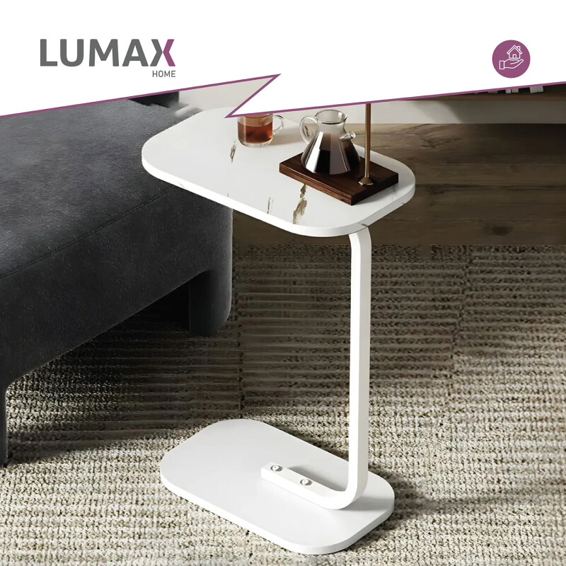 Mesa auxiliar Lumax de arrime MDF símil mármol para living Mesa auxiliar Lumax de arrime MDF símil mármol para living