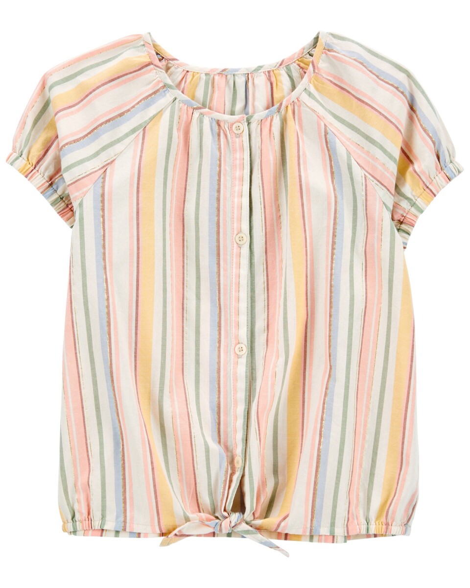 Blusa de algodón con lazo, diseño a rayas 