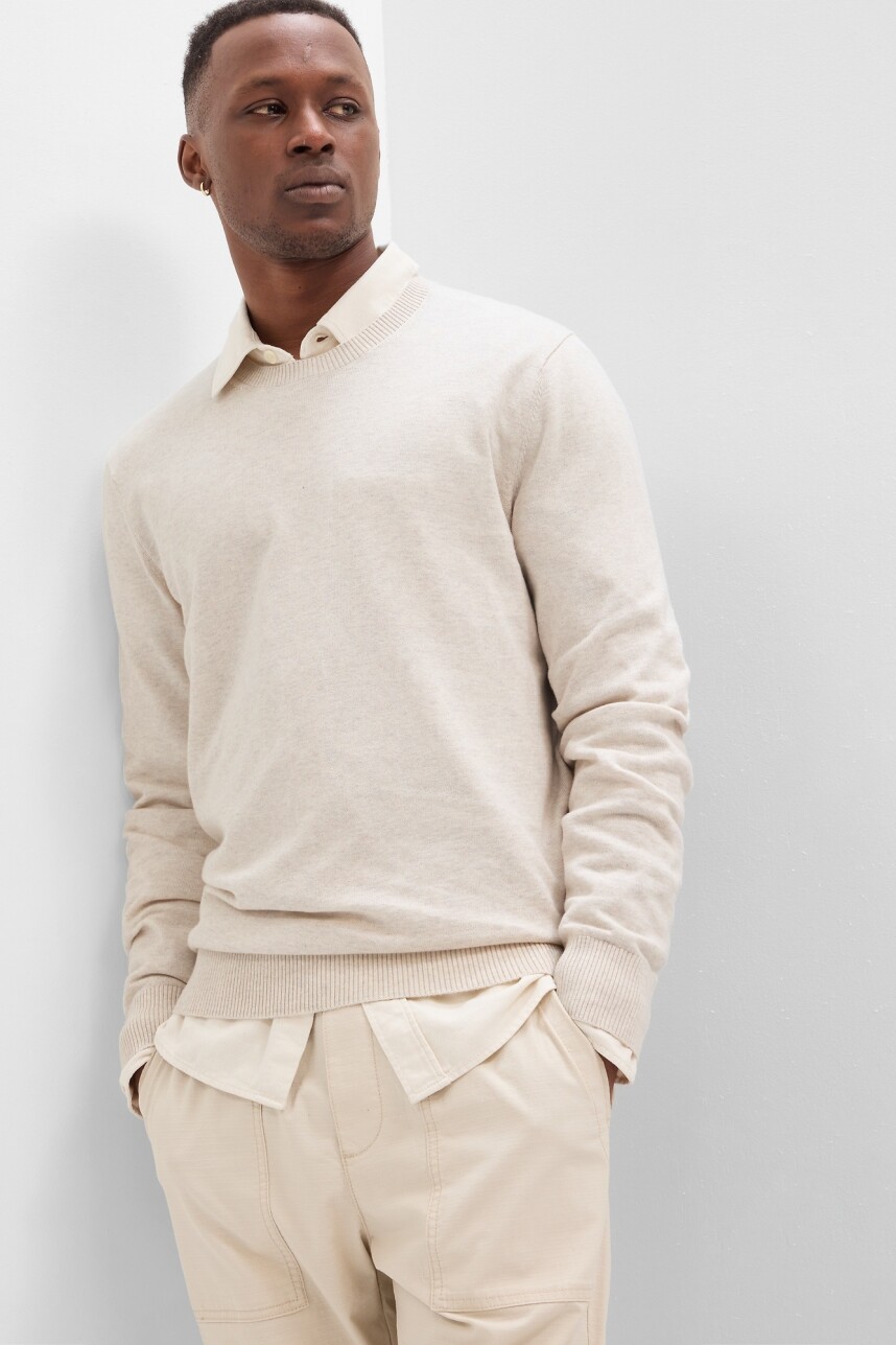 Buzo Cuello En V Hombre Cream
