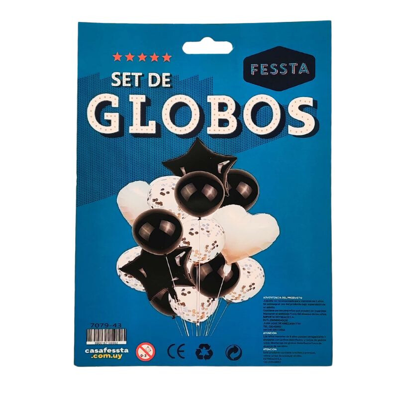 Set de Globos x14 Und Negro