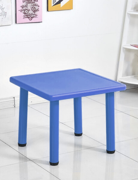 Mesa Cuadrada de Plástico y Metal para Niños 60x60cm Azul