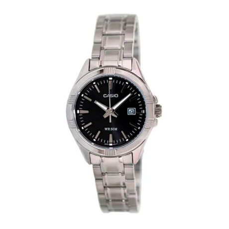 Reloj analógico de acero inoxidable. negro y gris