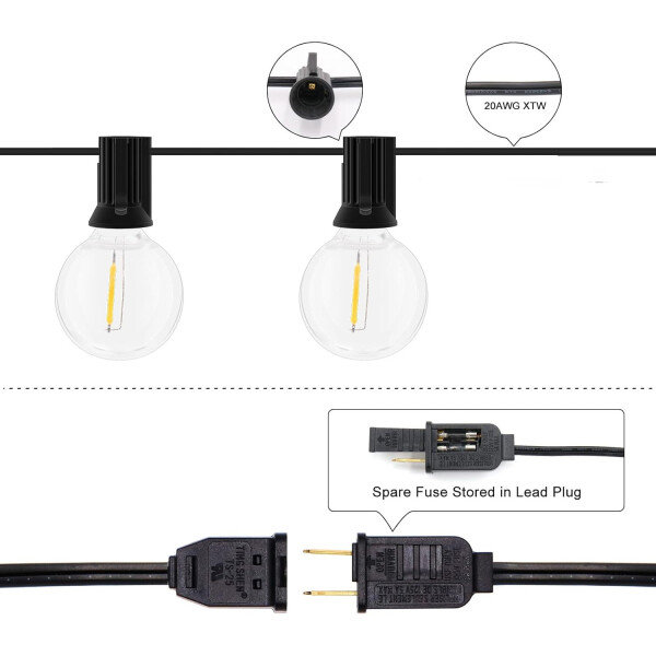 Luces Colgantes G40 Para Exteriores Con 25 Bombillas Led Inastillables GUIRNALDA LUCES VINTAGE ERP1357 G40