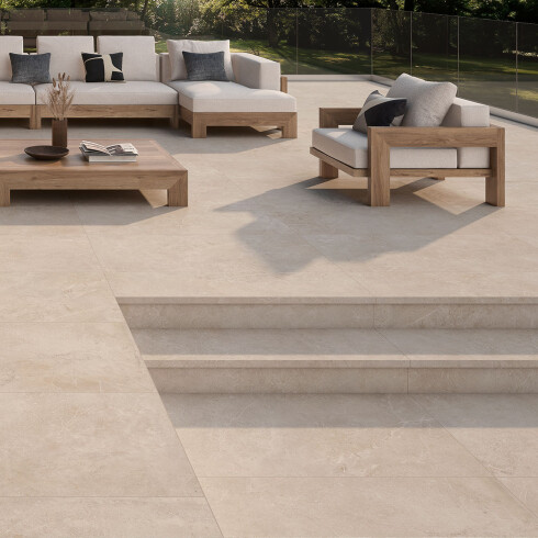 Peldaño Piscina Rustica Gris Antideslizante 119.7X3.15Cm GAMAS DE GRIS