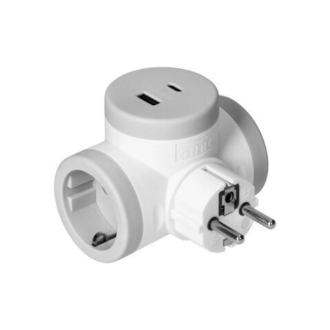 Adaptador múltiple 2 tcte schuko + 1USB-A +1USB-C C84556