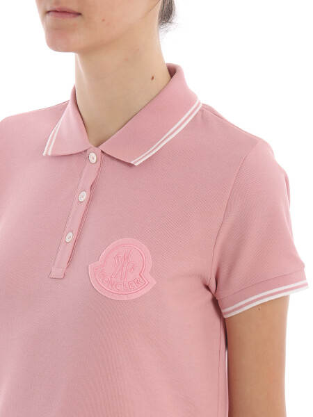 Moncler -Remera polo de algodón manga corta Rosado